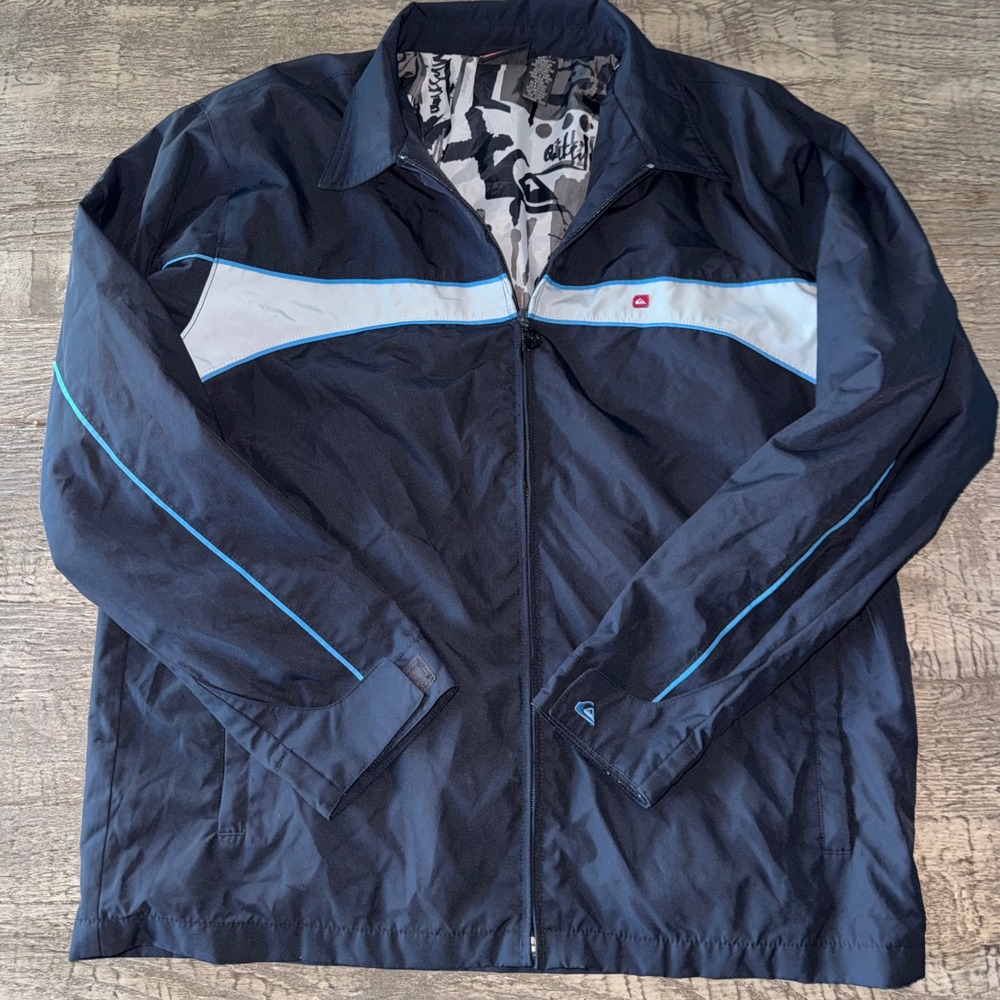 Vintage Quiksilver Snowboarding Jacket XL Navy Blue Y2K Lightweight Windbreaker